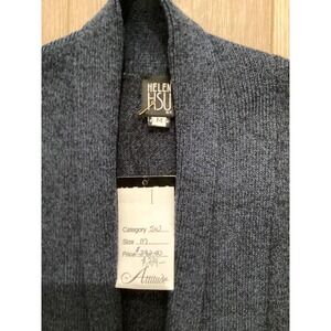 HELEN HSU Cardigan Navy. Medium  Open Front Hand Loomed Still has Tags Vintage